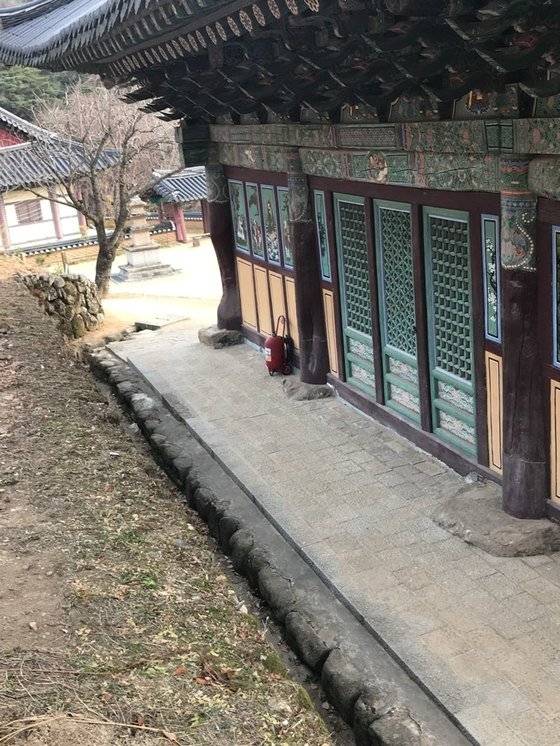 금괴 소동이 벌어진 동화사 뒤뜰. 김윤호 기자