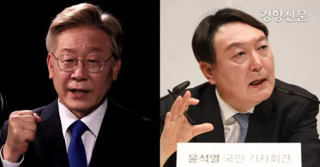 이재명 경기지사(왼쪽)와 윤석열 전 검찰총장. 연합뉴스·경향신문 자료사진