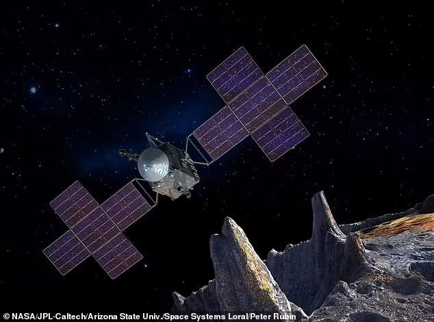소행성 16프시케의 표면을 관측하게 될 탐사선 프시케의 모습.(사진=NASA/JPL-캘텍/ASU 등)