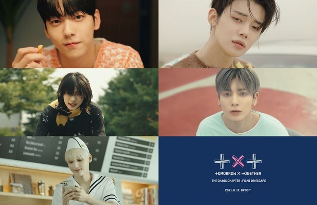 TOMORROW X Twogether, the global trend boy group in 2021, released the title song Music Video Personal Teaser, which shows the Boys dreaming of Esapce in a frustrating reality.TOMOROW X Twogether (Subin, Fed, Bumgyu, Taehyun, and Humanning Kai) will be on the official SNS at 0:00 on the 15th (Korea time) and will be the personal of Music Video, the title song of Regular 2nd album Chaos: FIGHT OR ESCAPE, LO=LOER (Ruger Lover) Music Video Teaser was raised.The video melted the various emotions that each member felt in reality.The five members delicate performances stand out, including Subin, who smiles brightly toward the person facing him, the Fed, who is tired, Bum-gyu, who runs on a bicycle like a runaway, Taehyun, who hides his face with his Gibbs arms and hides his uneasy expression, and Huning Kai, who waits for someone with a thrilling expression.It is a combination of high-quality music and sensual visual beauty, which foresaw the birth of a movie-like music video.In particular, TOMORROW X Twogether arranged the title song soundtrack to suit the atmosphere of individual Teaser, raising the immersion, and giving fans the fun of imagining what the original song would be like.TOMORROW X Twogether has been receiving a hot response from fans around the world by showing trendy contents reflecting the tastes of the Z generation such as D-day Teaser, Concept Teaser, FIGHT and ESCAPE version concept photo.On the 16th day before the comeback, the music video teaser of the title song will be released and the comeback will be heightened.TOMORROW X Twogether, which proved its powerful record power by exceeding 560,000 new albums, has recently emerged as the 2021 Global Top Boy Group after marching the Billboard 200 chart for nine consecutive weeks with Regular 2nd album Chaos: FREEZE.Meanwhile, the Chaos Chapter: FIGHT OR ESCAPE, which includes 11 songs, including the title song LO=LOER and the fan song The Exchange Diary (Dubadou Warywari), which will be released for the first time since its debut, will be released at 6 p.m. on the 17th.big hit music