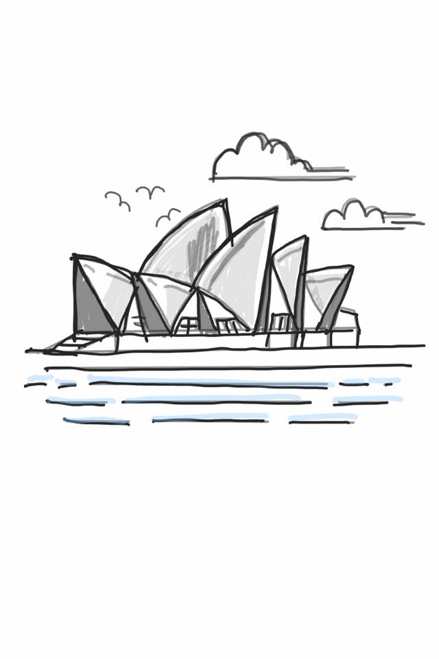 펜업 앱에서 S펜을 가지고 그린 시드니 오페라하우스 /정혜진기자