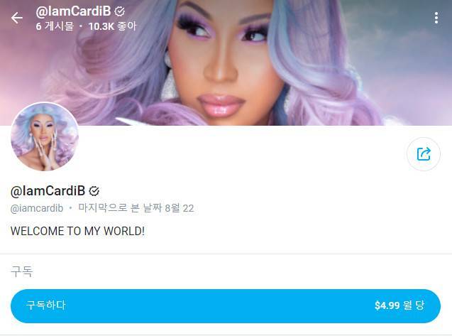 온리팬스에는 음란물이 아닌 콘텐츠도 분명 존재한다. 사진은 가수 카디 비(Cardi B)의 온리팬스 계정 (출처=온리팬스 캡처)