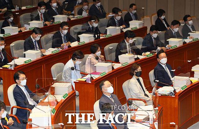 김부겸 국무총리, 홍남기, 유은혜 부총리 등 국무위원들이 종합정책질의에 참석했다.