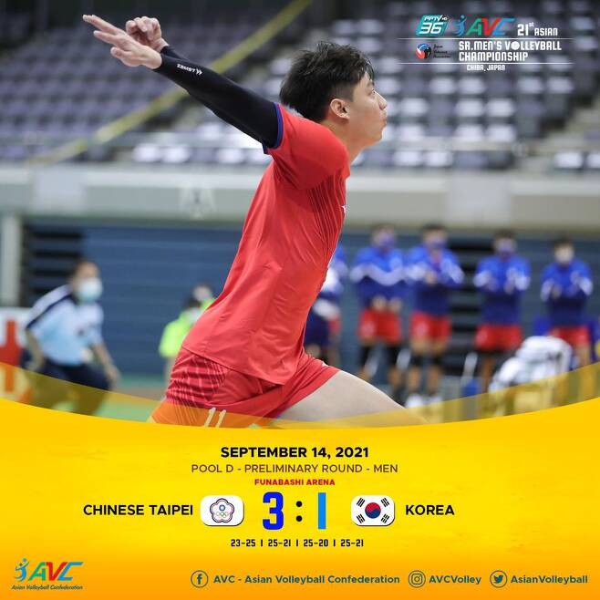 한국이 아시아배구선수권에서 대만에 패했다.(AVC제공)© 뉴스1