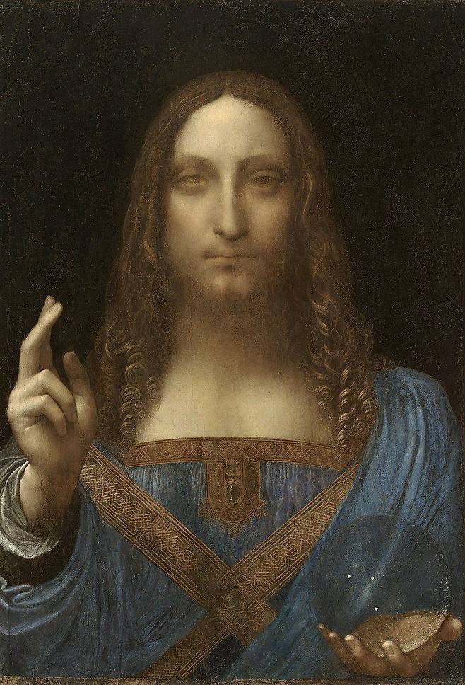 레오나르도 다빈치, 구세주, 1499~1510년경, 목판에 유채, 45.4Ｘ65.6㎝, 개인 소장.