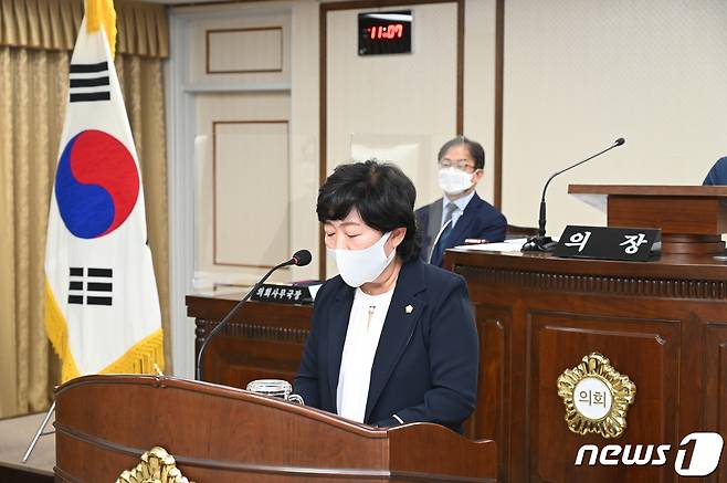 대전 중구의회 김옥향 의원이 15일 5분 자유발언을 하고 있다.(대전 중구의회 제공)© 뉴스1