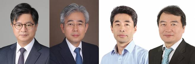 ▲왼쪽부터 성기홍 사장, 박상현 디지털미디어 담당 상무, 김현준 비즈글로벌 담당 상무, 정천기 경영기획 담당 상무. 사진=연합뉴스 제공