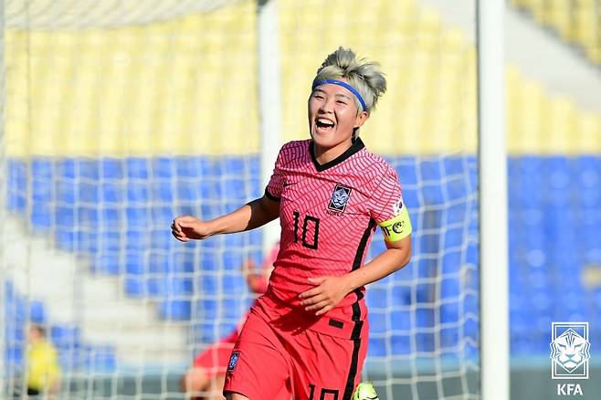 지소연은 한국 남녀 축구 통틀어 A매치 최다 득점자가 됐다.(대한축구협회 제공) © 뉴스1