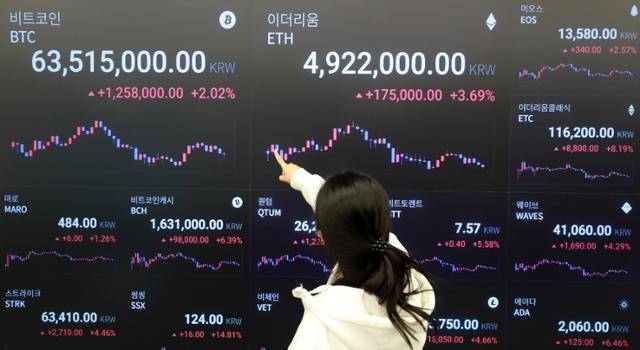 지난 5월 13일 오후 서울 강남구 암호화폐거래소 업비트 라운지에 비트코인과 알트코인(비트코인을 제외한 다른 암호화폐)시세가 표시되고 있다. 뉴시스