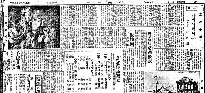 백신애는 1929년 1월 조선일보 신춘문예 단편소설 분야에 1위로 당선하면서 등단했다. 수상작 '나의 어머니'가 실린 조선일보 1929년 1월1일자