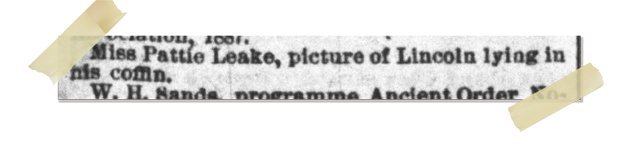 패티 리크라는 여성이 “링컨이 관 속에 누워있는 사진”을 타임캡슐에 넣었다는 1887년 10월 리치먼드 타임스 디스패치 문구. 리치먼드 매거진