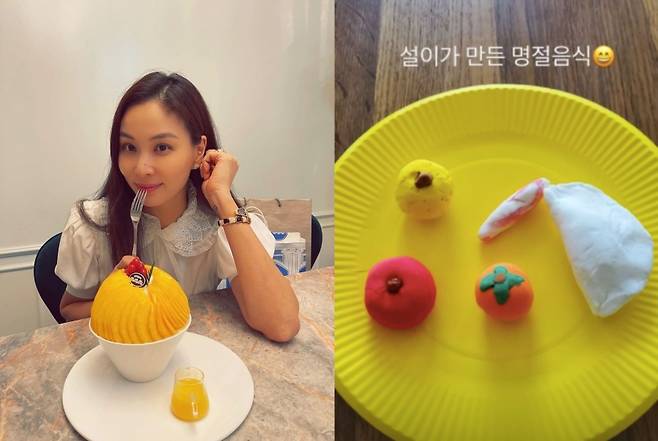 ▲ 고소영(왼쪽)이 딸이 만든 음식 모형을 자랑했다. 출처l고소영 SNS