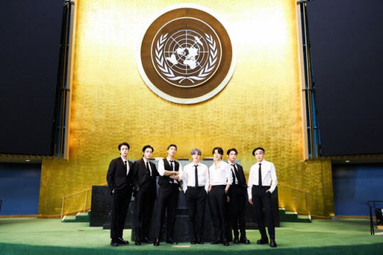 제 76차 유엔총회에 참석한 방탄소년단(사진=빅히트 뮤직)