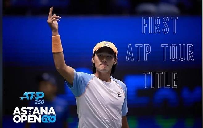 권순우가 이형택에 이어 한국 선수로는 18년 만에 남자프로테니스(ATP) 투어 대회 단식 우승을 차지했다. [카자흐스탄 테니스협회 소셜 미디어 사진]