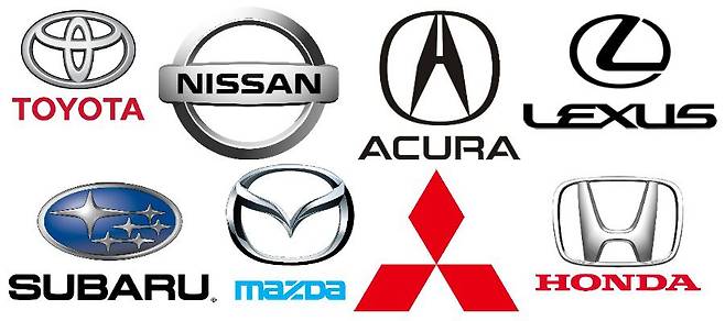 일본 주요 완성차 업체들의 로고. /트위터 캡처