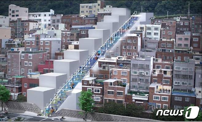 부산 동대신동2가 일원 소망계단 위에 설치될 모노레일 조감도.(서구 제공)© 뉴스1