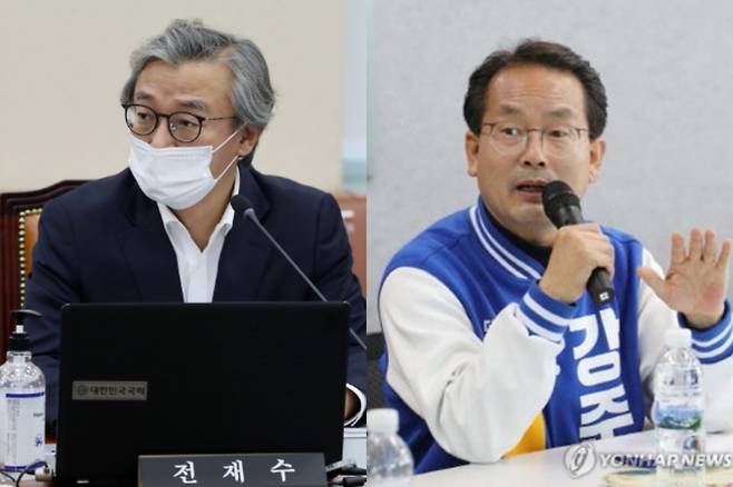 더불어민주당 전재수 의원(왼쪽)과 강준현 의원. /연합뉴스