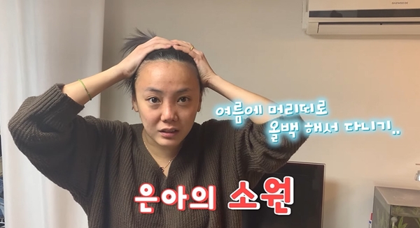 배우 고은아가 올백머리가 소원이라며 모발이식을 했다. 사진| `방가네` 유튜브 캡처