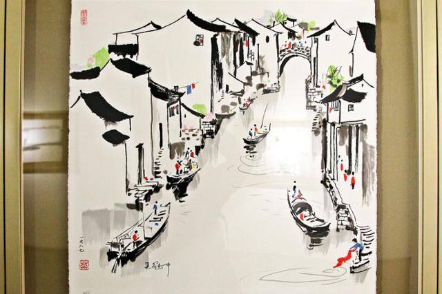 베이징 798예술구 전시회에서 본 우관중의 ‘강남 수향’. ⓒ최종명