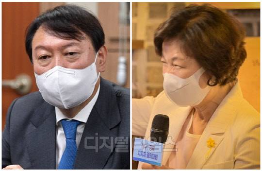 윤석열(왼쪽) 전 검찰총장과 추미애 전 법무부 장관. 디지털타임스 DB, 연합뉴스