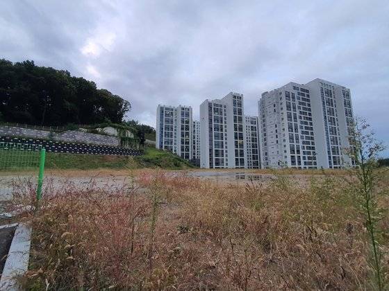 백현동 판교 B아파트 단지 옆 R&D 용지. 김원 기자