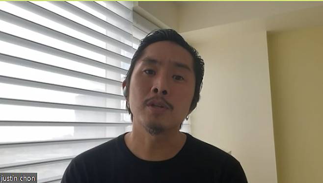 12일 오전 화상으로 진행된 기자간담회에 참석한 제26회 부산국제영화제 월드시네마 섹션에 초청작 '푸른 호수' 저스틴 전 감독. 부산국제영화제 제공