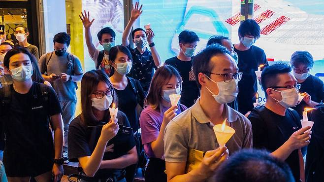 지난해 홍콩 톈안먼 사태 희생자 추모 집회
