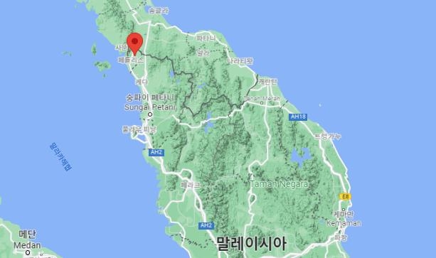 동굴벽화가 발견된 말레이시아 페를리스주 위치(빨간점) [구글맵]