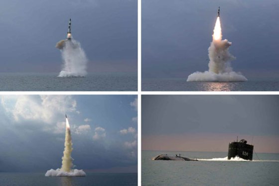 북한이 전날(19일) 동해상으로 발사한 탄도미사일을 잠수함발사탄도미사일(SLBM)이라고 20일 밝혔다. [노동신문]