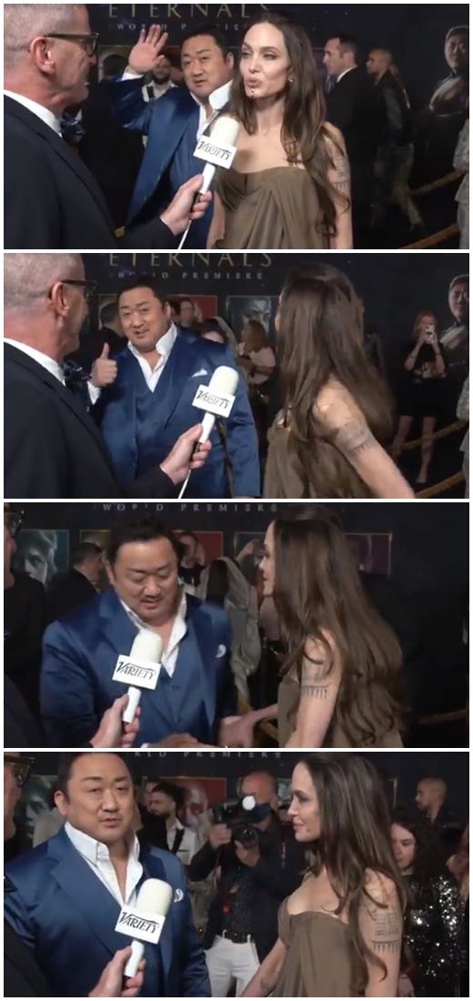 Ma Dong-Seok of Marvel Hero Movie The Eternals shared a hug with Angelina Jolie.On the 18th (local time), the World Premier Red Carpet event of Marvels new work The Eternals was held at the United States of Americas Dolby Theater in Los Angeles.Director Chloe Zhao, Angelina Jolie, Richard Madden, Cumile 22 Nanjiani, Lauren Ridloff, Brian Tyree Henry, Selma Hayek, Gemma Chan, Kit Harrington and Barry Caogan.Here, Marvelli Ma Dong-Seok dressed up in a blue suit and stepped on Red Carpet as one of the main cast.Angelina Jolie, who recognised Ma Dong-Seok, showed intimacy by welcomingly embracing her.Angelina Jolie said, We came out very nicely, and Ma Dong-Seok also replied, I saw it, and it was really cool.Ma Dong-Seok then introduced Angelina Jolie to the scheduled Hello, My Dolly Girlfriend.Angelina Jolie approached Ye Jeong-hwa and welcomed her hug, creating a warm atmosphere. She responded with a bright smile.Marvel Studios The Eternals is a film about the immortal heroes who have lived without revealing themselves for thousands of years, reuniting themselves to confront the oldest enemy of mankind, Debianz, since The Avengers: Endgame.Actors such as Richard Madden, Kumile 22 Nanjiani, Selma Hayek, and Gemma Chan of HBOs popular drama Game of Thrones series, led by Hollywoods leading actor Angelina Jolie, who renews life character for each work, are gathering topics.Here, Actor Ma Dong-Seok, who has been loved by overwhelming presence and extraordinary character in The Outlaws and With God series, joins Gilgamesh Station and is expecting more.Especially, Ma Dong-Seok and Angelina Jolie are appearing as a character who shares a hot friendship in the play, raising the expectation of Korean fans.Opened on November 3.