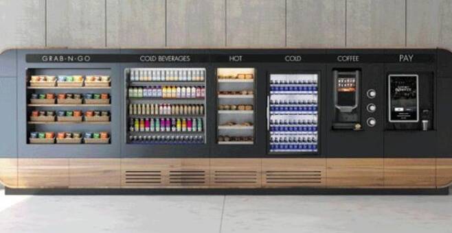 호텔 체인 매리엇 인터내셔널이 운영하는 중저가형 호텔 브랜드 ‘페어필드’에 설치된 조식 뷔페 대용 자판기. /매리엇
