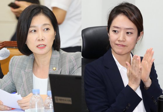 허은아 국민의힘 의원(왼쪽)과 고민정 더불어민주당 의원. 연합뉴스·뉴스1