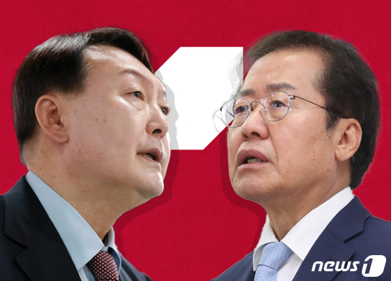 국민의힘 대선 경선 후보인 윤석열 전 검찰총장(왼쪽)과 홍준표 의원. © News1 이지원 디자이너