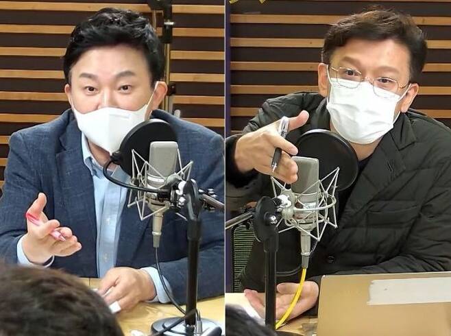원희룡 전 제주지사(왼쪽)와 현근택 변호사가 설전을 벌이는 모습. /MBC 라디오 '정치인싸' 유튜브 영상