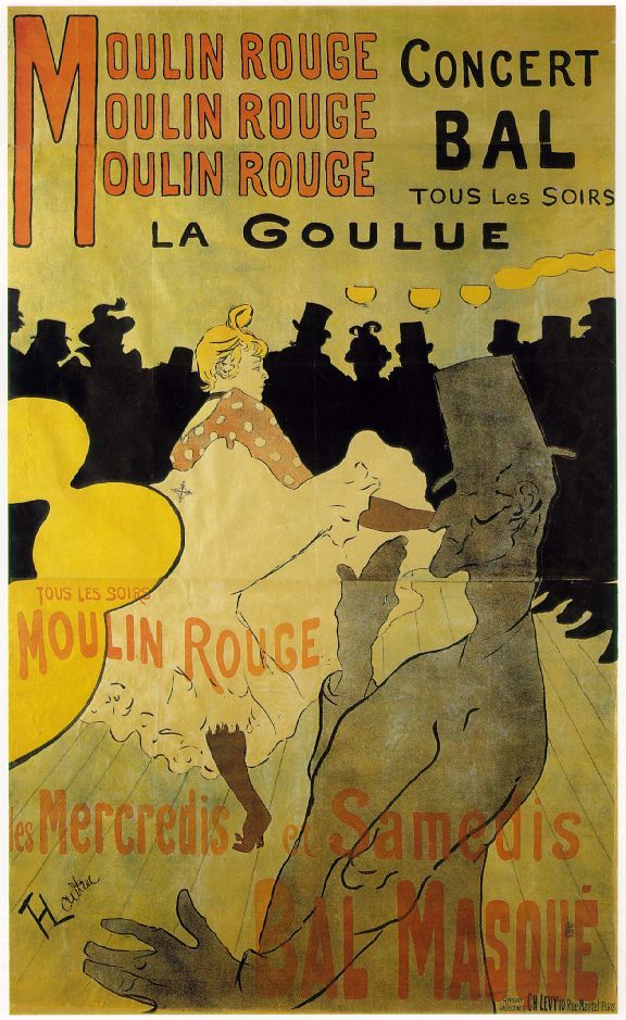 로트렉이 그린 물랑루즈의 라 굴뤼 공연 홍보 포스터.