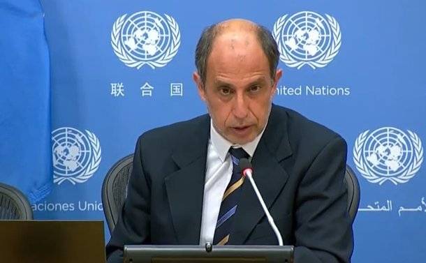 토마스 오헤아 킨타나 유엔 북한인권특별보고관이 22일(현지시간) 뉴욕 유엔 본부에서 기자회견하는 모습. 뉴욕=뉴시스