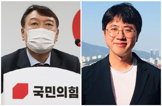윤석열(왼쪽) 전 검찰총장과 이동학 더불어민주당 청년최고위원. 이동학 페이스북, 연합뉴스