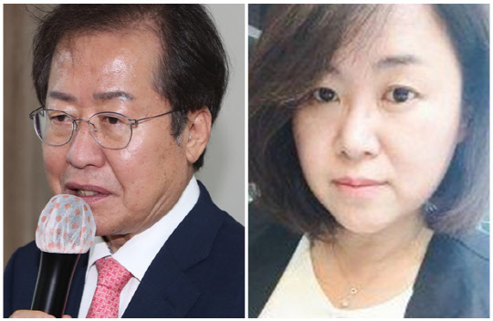 홍준표(왼쪽) 국민의힘 의원과 권경애 변호사. 연합뉴스