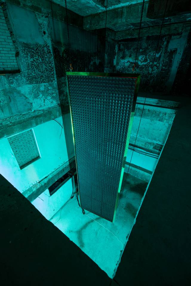 건물 가운데가 3개층 높이로 뚫린 금호 알베르의 공간적 특성을 활용한 한원석의 폐스피커 설치작품 '데이브레이크'의 하단부. /사진제공=ACC