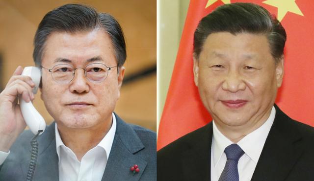 문재인 대통령이 올해 1월 26일 청와대에서 시진핑 중국 국가주석과 전화 통화하고 있다. 연합뉴스