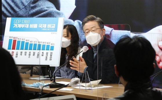 더불어민주당 이재명 대선 후보가 지난 6일 오전 서울 여의도 중앙당사에서 열린 소상공인과 함께하는 전국민선대위에서 발언하고 있다. 임현동 기자
