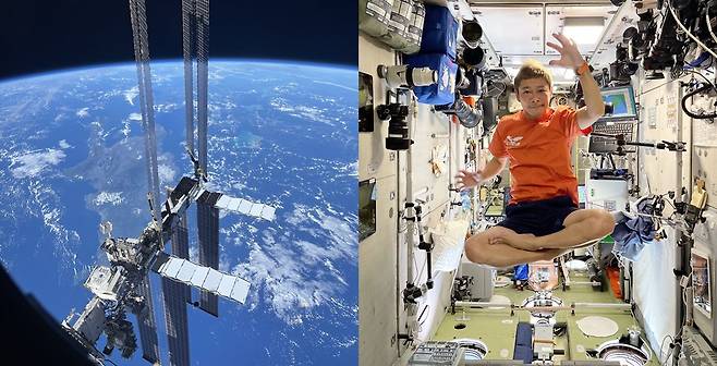 지난 10일 마에자와 유사쿠가 직접 촬영한 ISS와 ISS에서의 모습