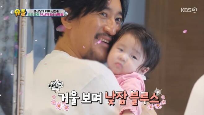 Shin Hyun-joon reveals his routine of falling in love with his youngest daughter, who was 54On December 12, KBS 2TV The Return of Superman attracted attention for the first time as Shin Hyun-joons youngest daughter, Misunderstood, was unveiled.Shin Hyun-joon, who cares for her precious late daughter at 54, was also impressed.Shin Hyun-joon, who had a brother Minjun - Yejun, saw his youngest daughter, Misunderstood, who wanted to do so this year.Misunderstood, who is now six months old, is named Minseo.Shin Hyun-joon found her daughter singing Minseo as soon as she woke up, and she was happy with the viewers with her happiness and not losing her smile.In addition, he seemed to be in disbelief of his own daughter holding his daughter, and he continued to look into the mirror.Shin Hyun-joon said, I think Im doing love with my mother with Minseo. I dress up to look a little young.I want to look a little clean, he said.On this day, Shin Hyun-joon also made Top Model to feed Minseos first baby food alone without a wife.Minjoon and Yejun brothers who became brothers grew up as a good brother and walked together in Minseos first top model.Shin Hyun-joon said, Minjun takes care of me like a father, and he shows a strange figure of stroking his head and kissing him.Meanwhile, Shin Hyun-joon, who had a controversy with his former manager when his wife was pregnant with Minseo.He appeared on The Return of Superman when Minseo was born, saying, When I was a son, I had a lot of preaching and only children, but Misunderstood did not.I was worried about what if the child was not healthy. 