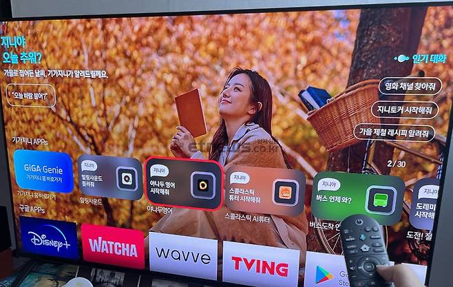 기가지니A 플레이스토어에서 내려받은 디즈니플러스 등 OTT 리스트.