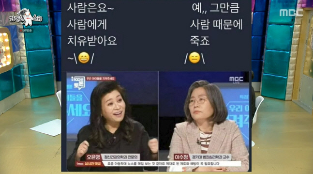 In Radio Star, a high-quality talk show MBC entertainment program broadcast on December 22, Profilers first generation Pyo Chang-won, Kwon Il-yong, criminal psychologist This set, Park Ji-sun, and legal video analyst Hwang Min-gu appeared.On the day of the broadcast, Oh Eun Young and This set psychologist who met at a TV debate were revealed.At the time, the debate on the increase in the child abuse mortality rate was the opposite of the two debates.I had a discussion time on the subject of the fact that the child abuse mortality rate was higher than that of seven to eight years ago, This set said. (I) usually talk about the fact that there are many cases of death because of it, and (Oh Eun Young) has become a hot topic mainly by preventing recurrence or treating it.I do not have any hope for people because I mainly look at the Convicts, he said, I am healing while watching the animal farm.Photo Sources  MBC Radio Star