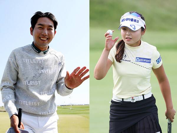 2021년 한국프로골프(KPGA) 코리안투어와 한국여자프로골프(KLPGA) 투어에서 각각 신인왕을 차지한 김동은(사진제공=KPGA), 송가은 프로(사진제공=KLPGA)