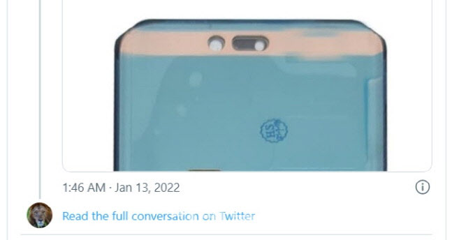 로스영 DSCC CEO의 트위터. 사진 속 디자인이 아이폰14 예상 전면 디자인이다. (사진=로스영 트위터 캡쳐)