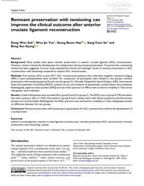 바른세상병원 관절클리닉 연구팀이 국제학술지 ‘Journal of Orthopaedic Surgery’에 게재한 논문.