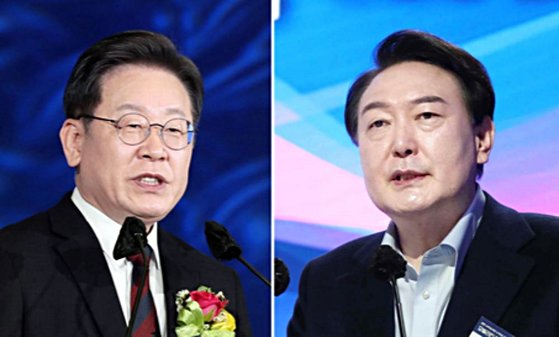 이재명 민주당 대선 후보(왼쪽)와 윤석열 국민의힘 대선 후보. 중앙포토