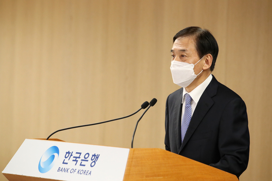 Bank of Korea Gov. Lee Ju-yeol speaks at an online press conference held Friday morning.. [BOK]